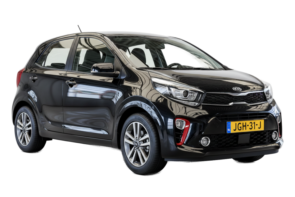 Zwarte Kia Picanto met kenteken