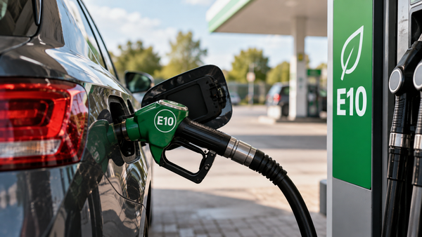 E10 tanken bij een modern tankstation